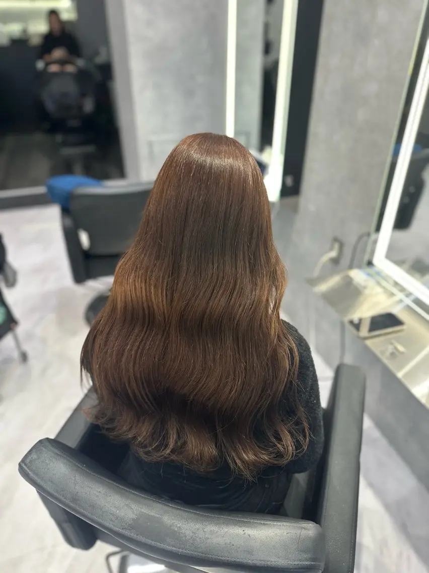 ロング カラー ブリーチ ブラウンカラー ダブルカラー ブリーチなしカラー 中村 さきのヘアスタイル