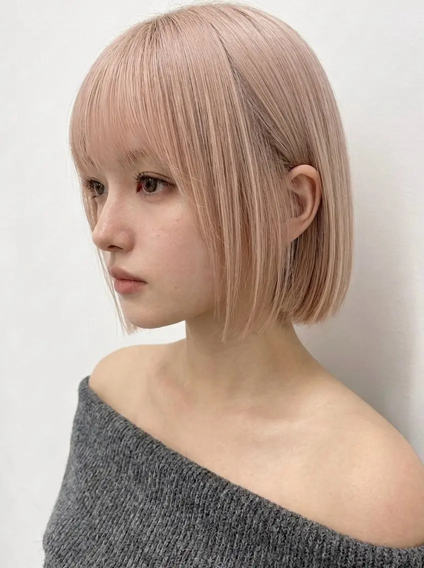 カラー 🫧岡山/ハイトーン ボブ/MEI🫧のヘアスタイル