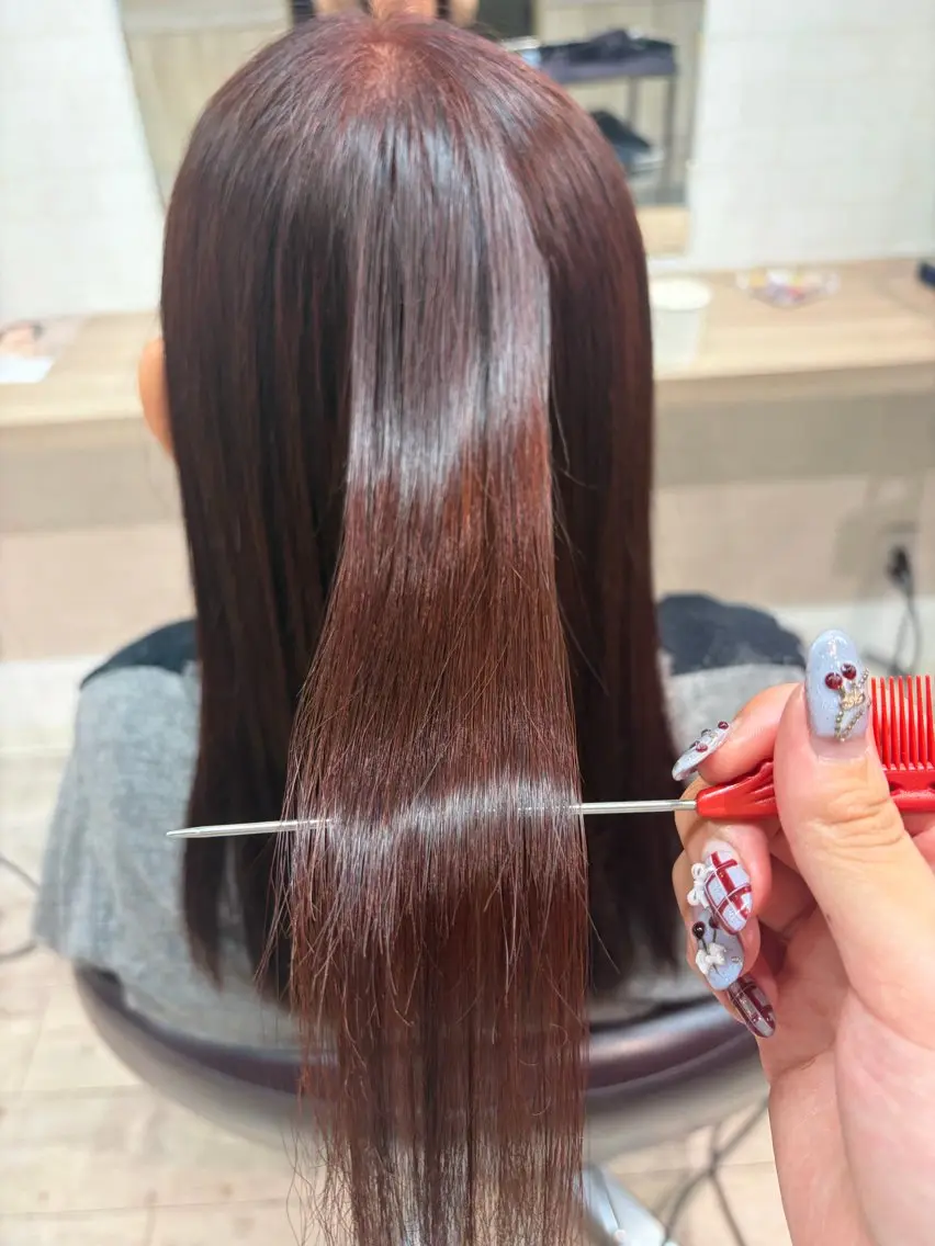 カラー パーマ 縮毛矯正 ヘアカラー 縮毛矯正 大賀 鈴のヘアスタイル