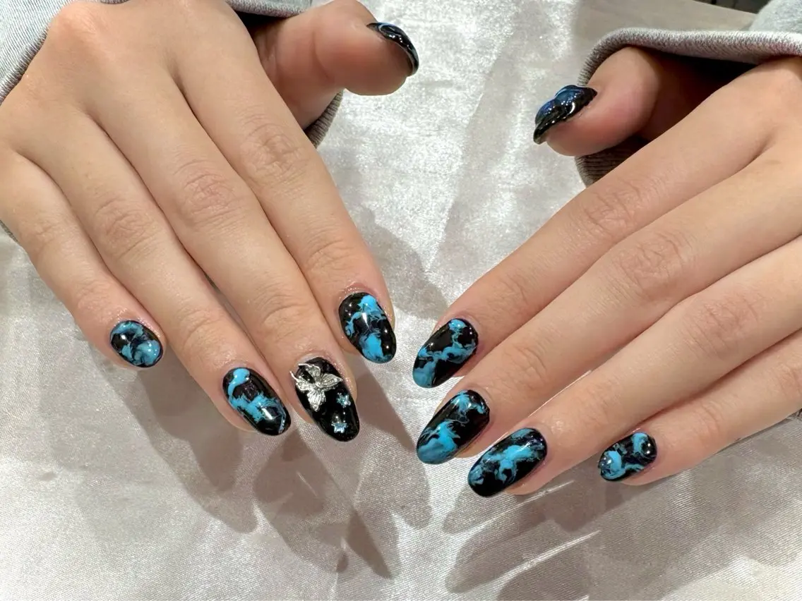 ネイル ブルー ハンドネイル Nail salon Cielel⟡Ayaのネイルデザイン
