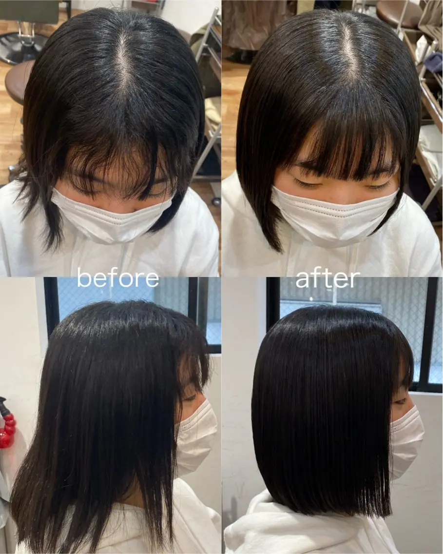 ミディアム ボブ 縮毛矯正 熊崎 未来のヘアスタイル