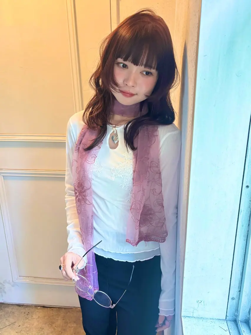 ミディアム カラー ベージュカラー ピンクカラー ピンクベージュ 韓国風ヘア レイヤーカット ヘアカラー rinka/ボブ ベージュ 暖色のヘアスタイル