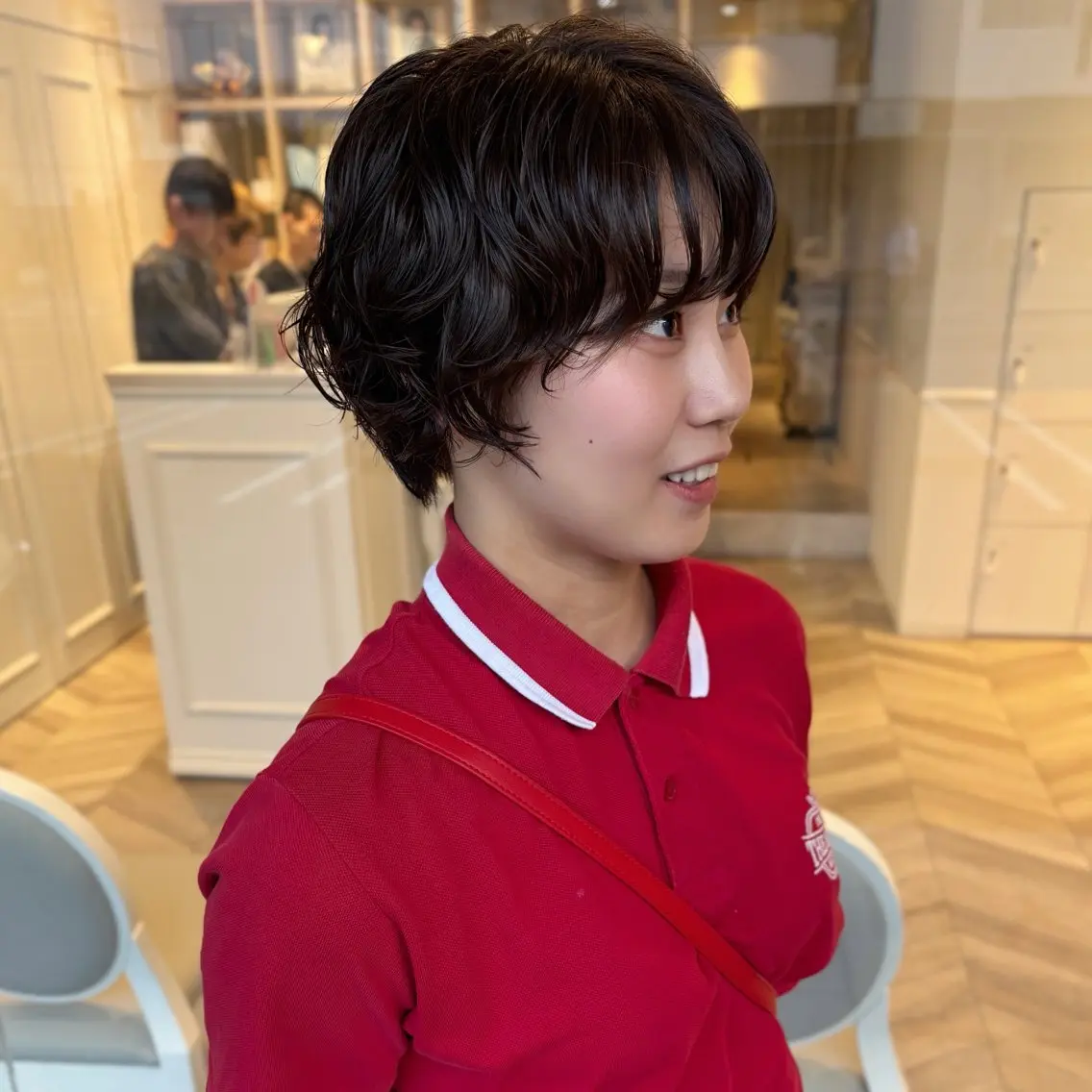ショート カット パーマ ブリーチなしwカラー メンズパーマ新居見のヘアスタイル
