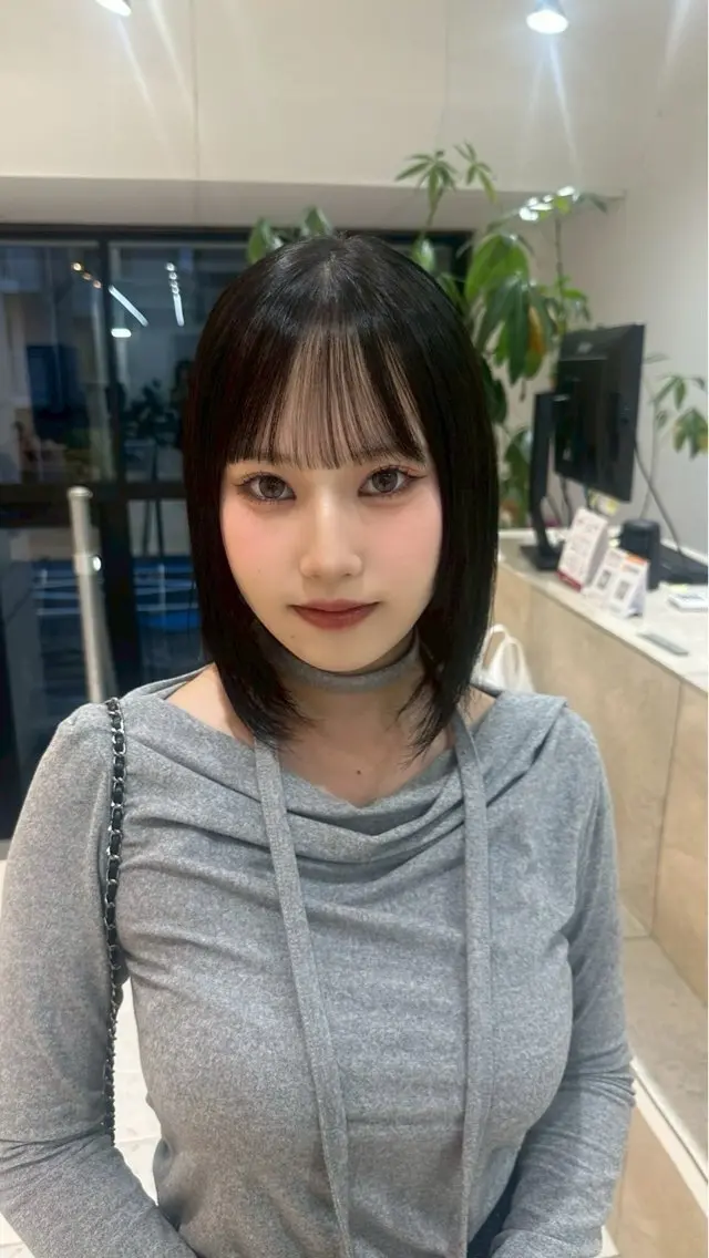 ミディアム カラー ブリーチ 透明感カラー ブリーチなしカラー ボブ 髪質改善 ブリーチ/ハイトーン ⚗️HARUKAのヘアスタイル