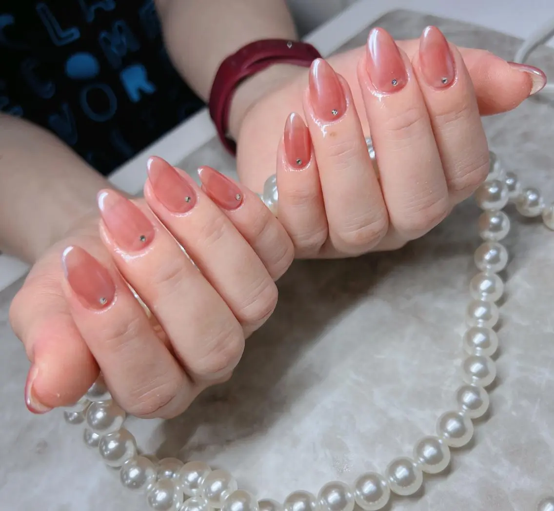 ネイル 長さ出し フレンチネイル ジェルネイル ガラスフレンチ 韓国ネイル MoriseNail Jr研修💜イシダのネイルデザイン