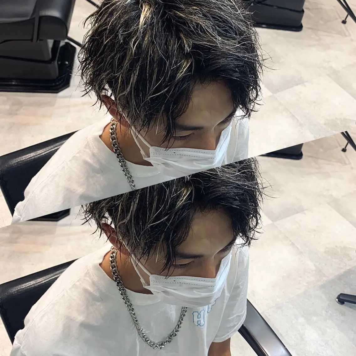 ショート パーマ メンズ メンズハイライト メンズパーマ ハイライト メンズ支持数No.1 👑リュウ👑のヘアスタイル