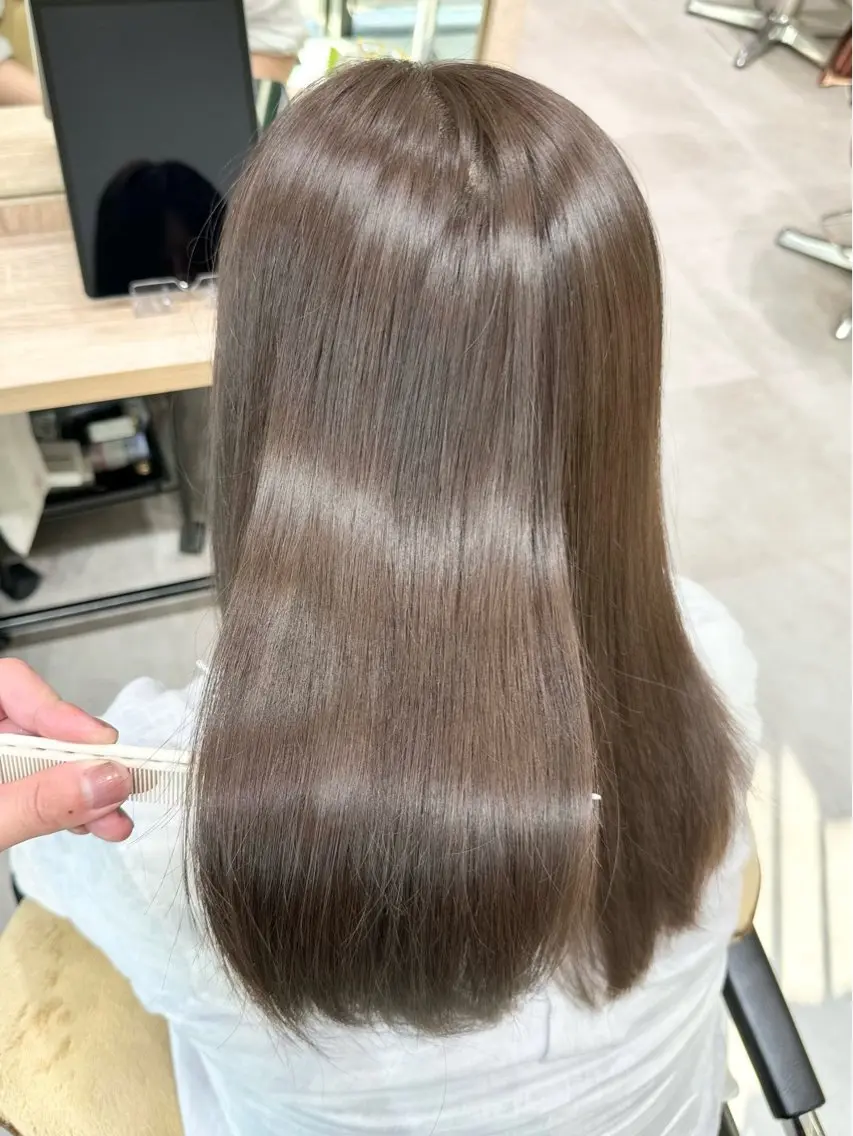 ミディアム カット ヘアカラー トリートメント ✨透明感カラー/縮毛 恵比寿HAYATO✨のヘアスタイル