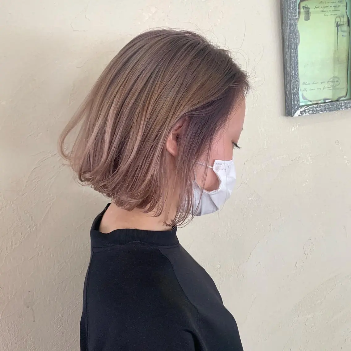 ミディアム カラー ベージュカラー ブリーチ カット ヘアカラー トリートメント ショート/似合わせ レイヤー/福岡聖容のヘアスタイル