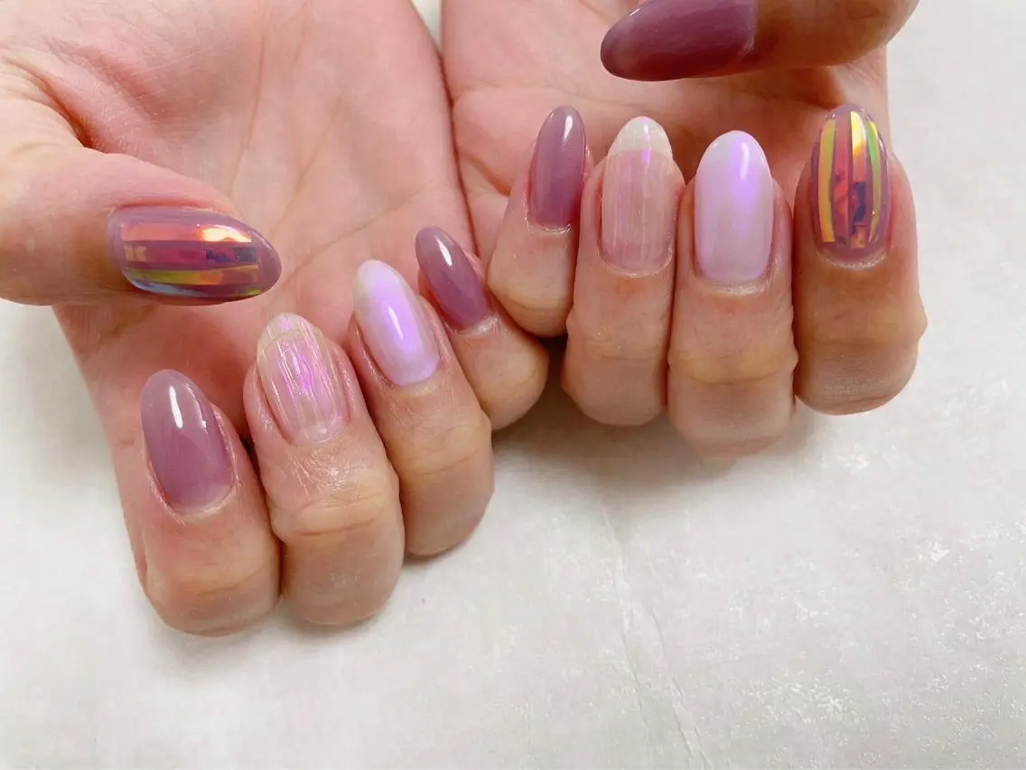 ネイル オーロラネイル フラワーネイル フットネイル フレンチネイル ジェルネイル ハンドネイル mogunail &blowのネイルデザイン