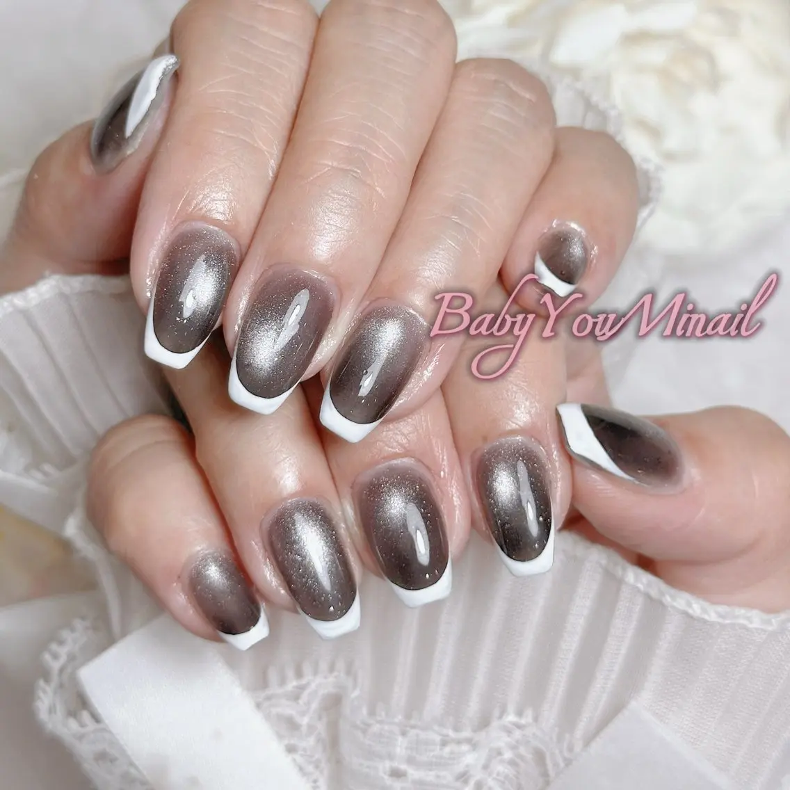 ネイル オーロラネイル チークネイル 成人式 フットネイル フレンチネイル ハンドネイル BabyYouMi nailのネイルデザイン