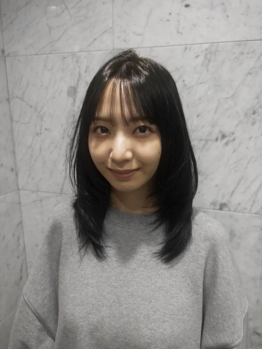 ミディアム カラー ヘアカラー hachiyama rinaのヘアスタイル