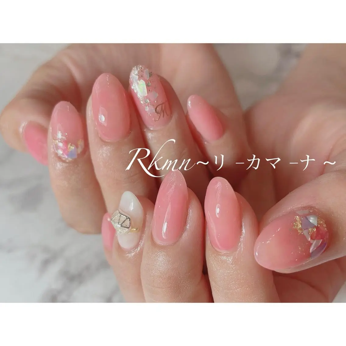 ネイル アートネイル ピンク 春ネイル ハンドネイル フットネイル ハンドケア Rkmn ~リ-カマ-ナ~のネイルデザイン