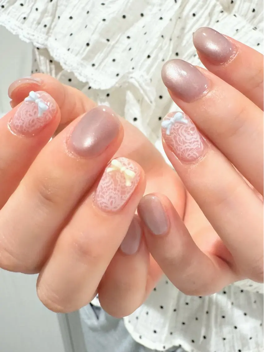 ネイル ジェルネイル パラジェル リボン ハンドネイル Lutoa. ♡misaのネイルデザイン