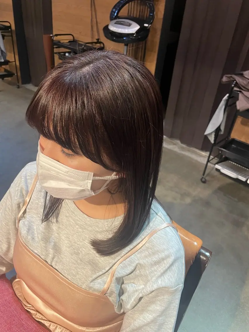 ミディアム カラー ブリーチ 透明感カラー ラベンダーカラー 渡辺 優のヘアスタイル