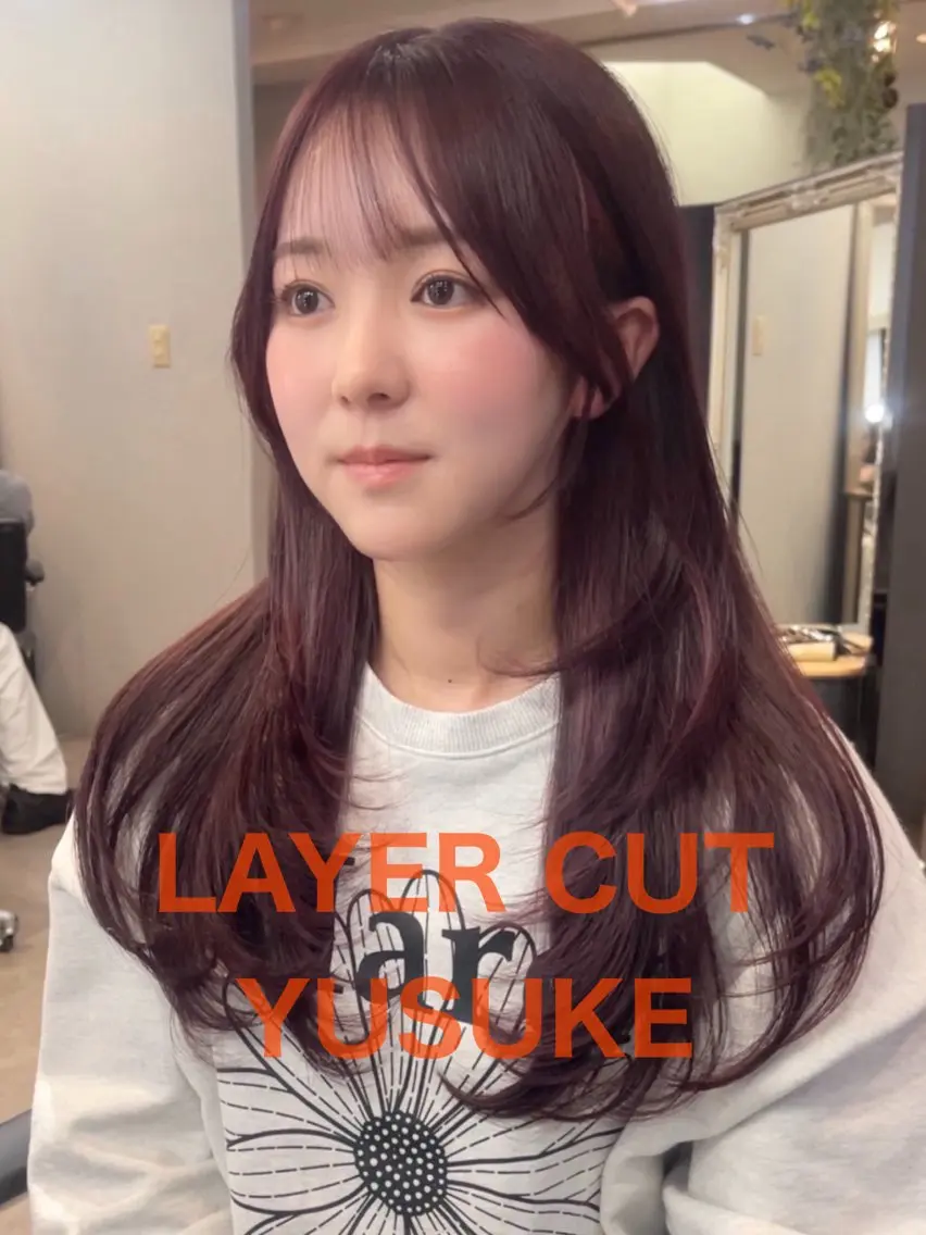 ロング カラー カット ヘアカラー YUSUKE レイヤーカットカラーのヘアスタイル