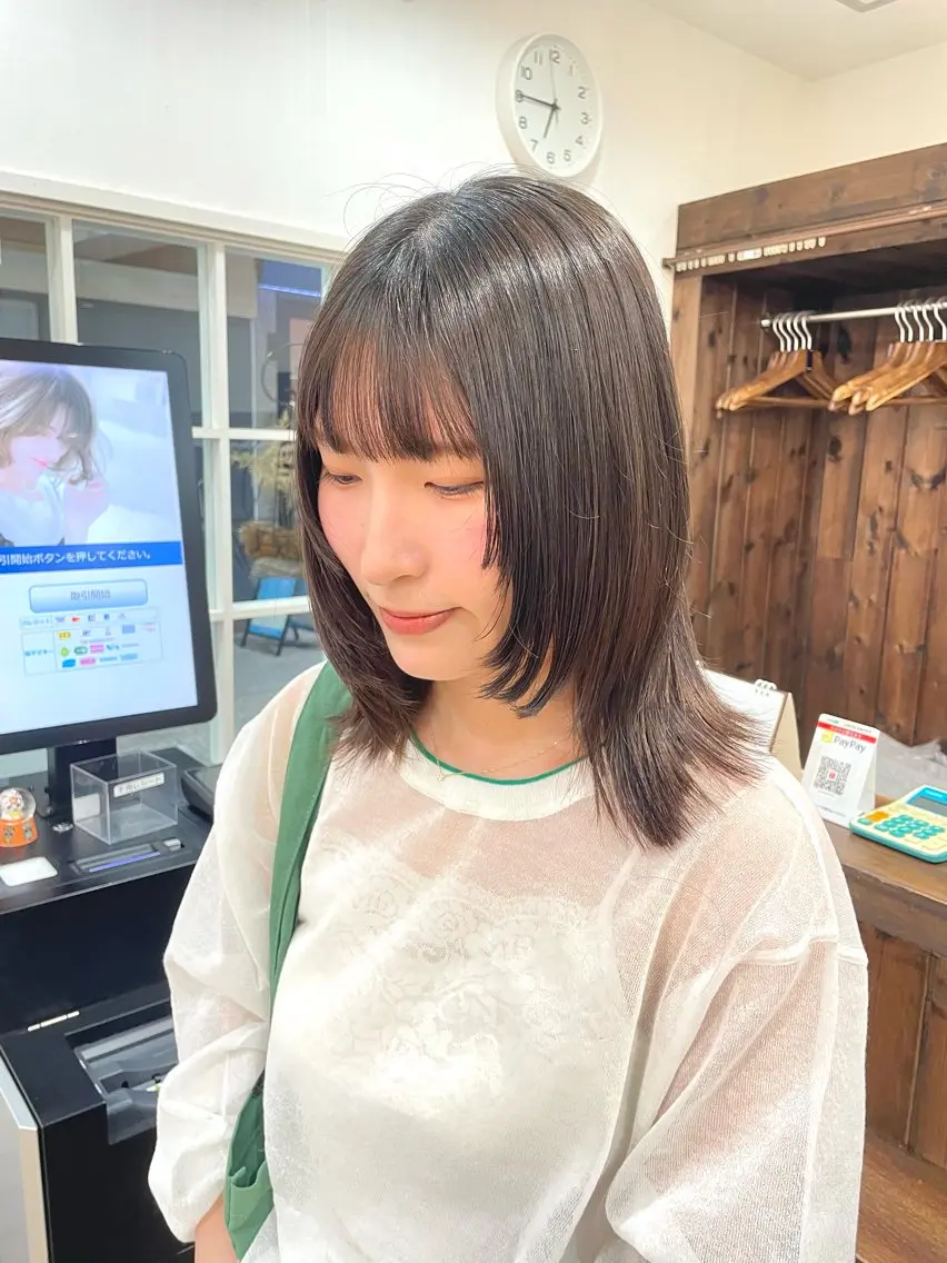 ミディアム 顔まわりレイヤー 顔周りカット レイヤーカット カット 💖ダブルカラー/ ヘアセット/晴香💖のヘアスタイル
