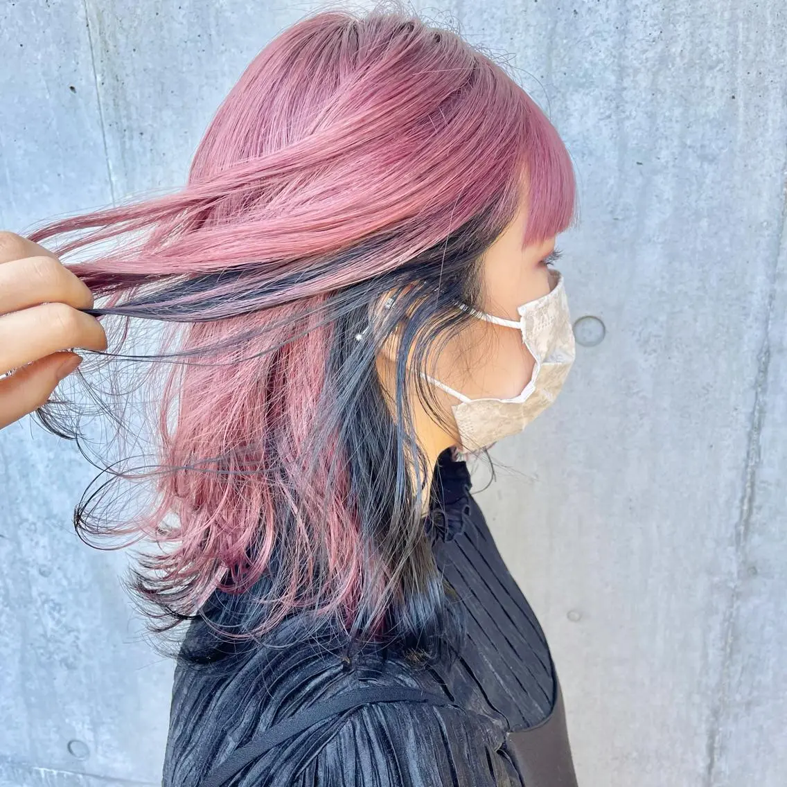 カラー 黒髪 ピンクカラー 🫧BUBBLES 新所沢　かとうゆきのヘアスタイル