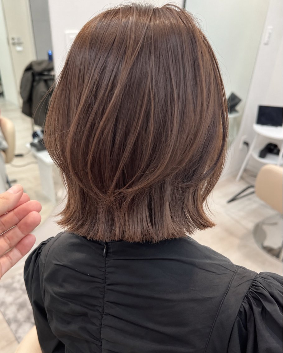 ミディアム 綿引茉由香/縮毛矯正 /小顔レイヤーカットのヘアスタイル