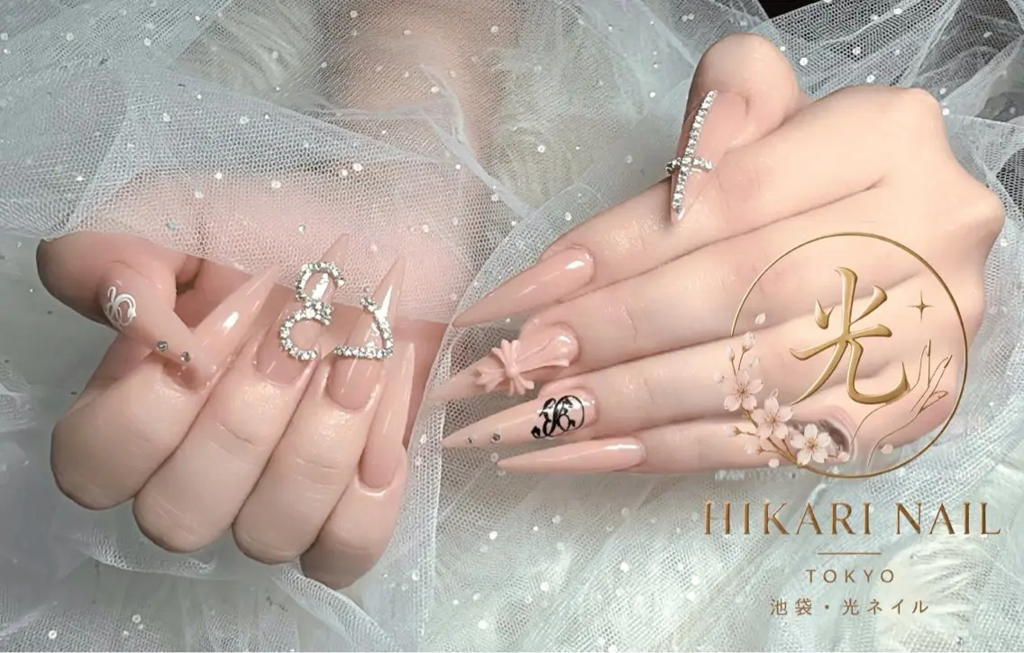 ネイル チークネイル 長さ出し フレンチネイル ガーリー ハロウィン ハンドネイル HikariNail Ikebukuroのネイルデザイン