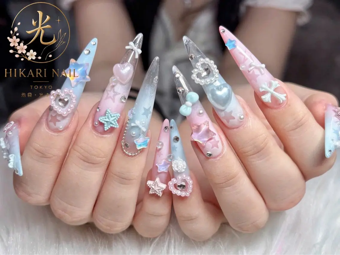 ネイル チークネイル 長さ出し フレンチネイル ガーリー ハロウィン ハンドネイル HikariNail Ikebukuroのネイルデザイン