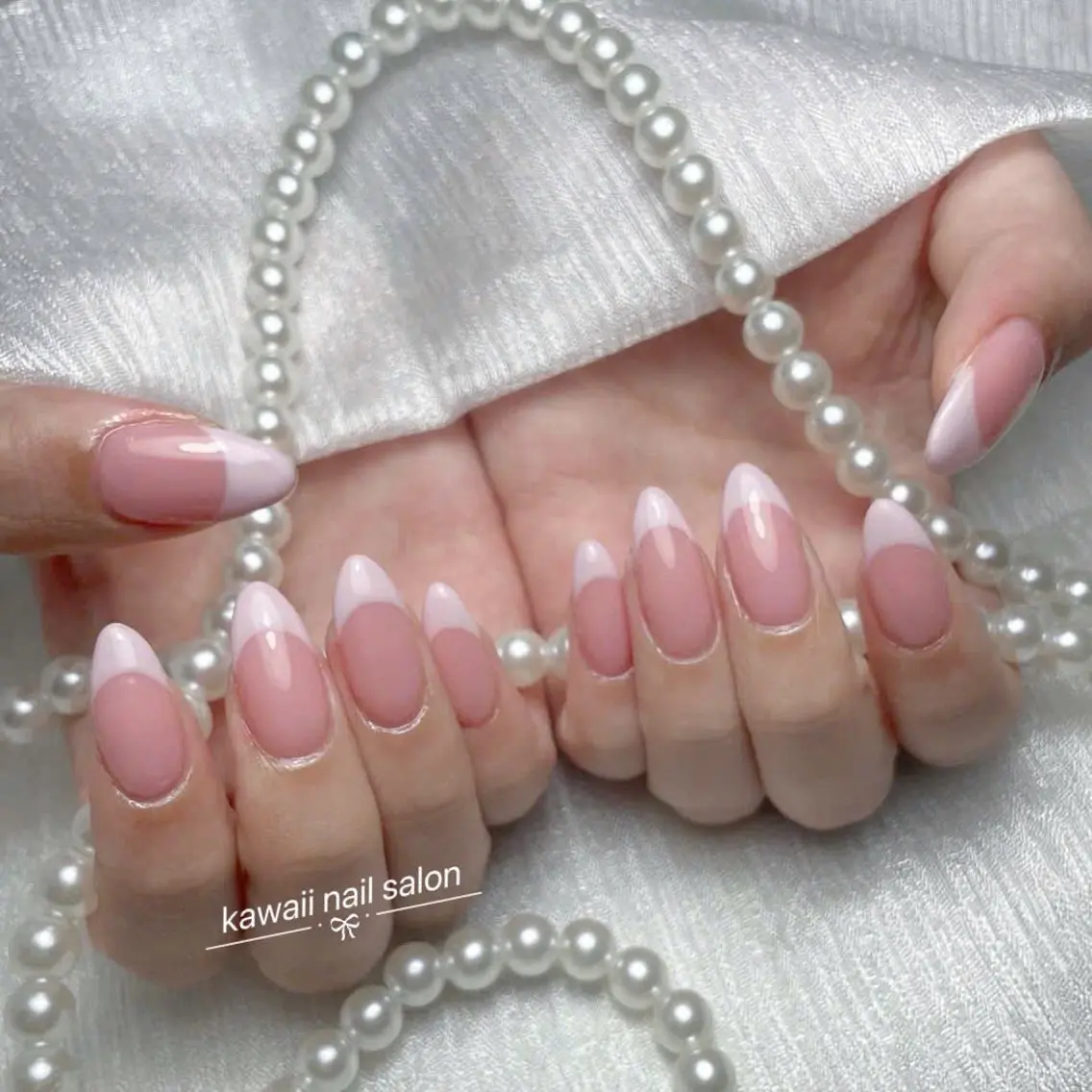 ネイル ドット フレンチネイル 韓国ネイル マグネットネイル オフィスネイル Kawaii Nail Salonのネイルデザイン