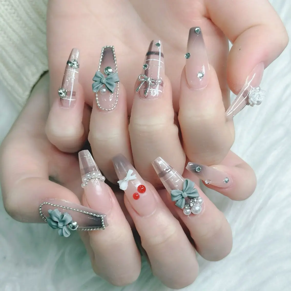 ネイル フットネイル フレンチネイル グラデーション 韓国ネイル ロングネイル ハンドネイル Hani Nail Salonのネイルデザイン