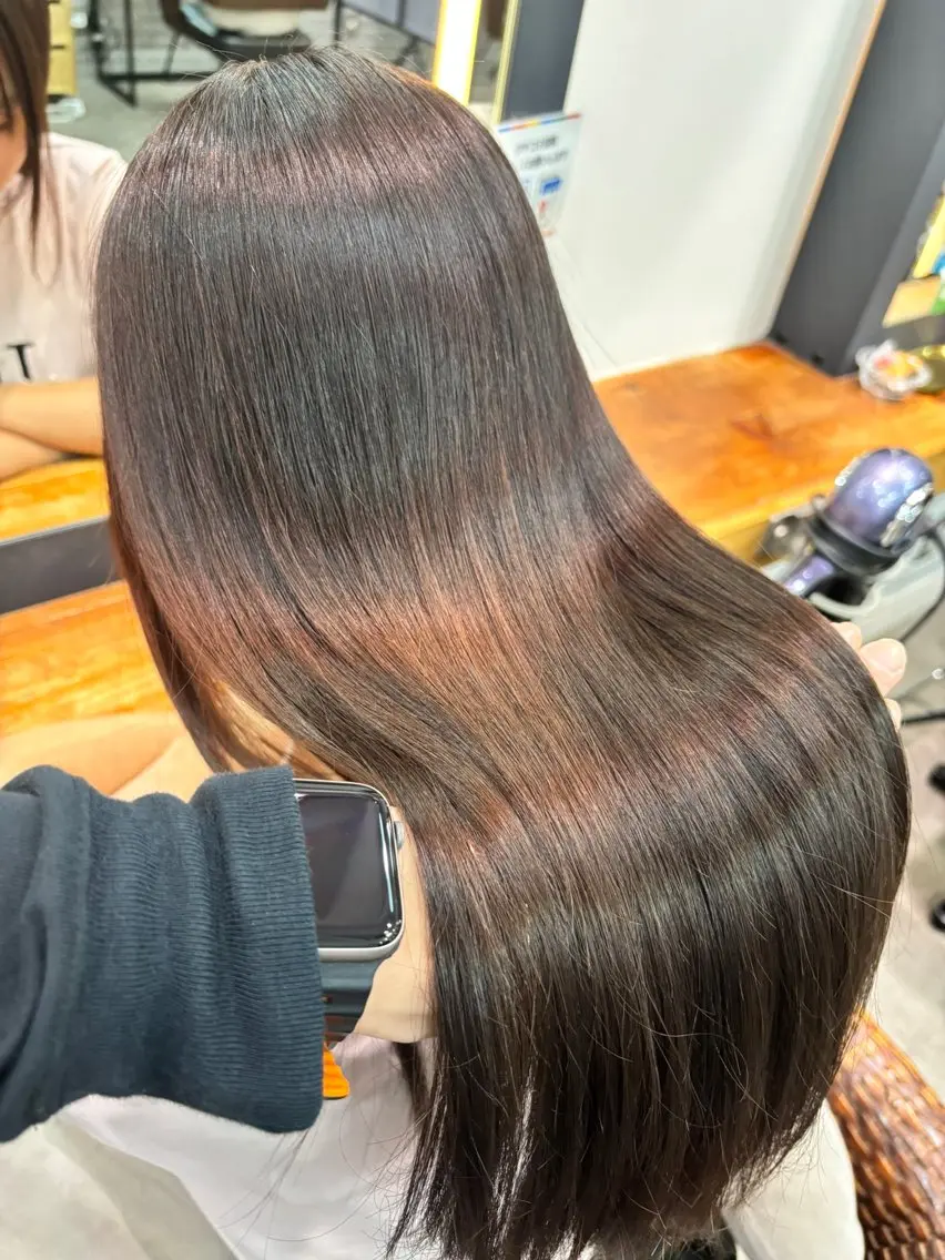 ロング カラー 髪質改善 トリートメント ヘアカラー 似合う赤み消しカラー ＊こうき［恵比寿］のヘアスタイル