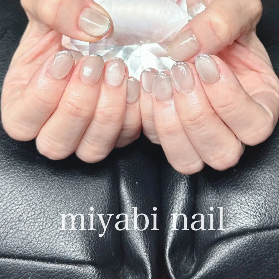 ネイル フレンチネイル キラキラネイル ラメ(グリッター) マグネットネイル シルバー ハンドネイル miyabi nail 桂川駅近くのネイルデザイン