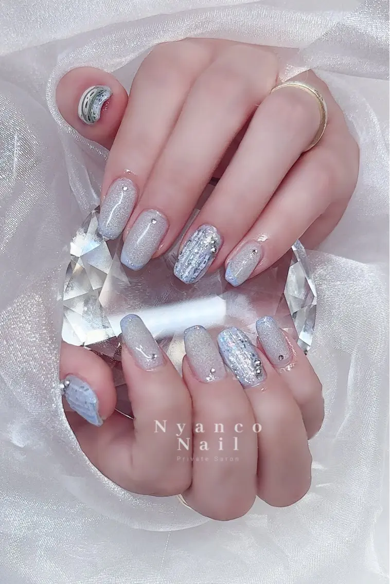 ネイル ジェルネイル ロングネイル シンプルネイル 夏ネイル ワンホンネイル Nyanco Nailのネイルデザイン