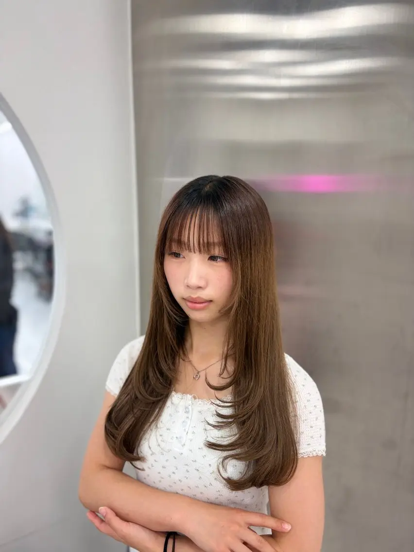 ロング レイヤーカット ｻﾗｲ/カット特化/ 韓国風スタイルのヘアスタイル