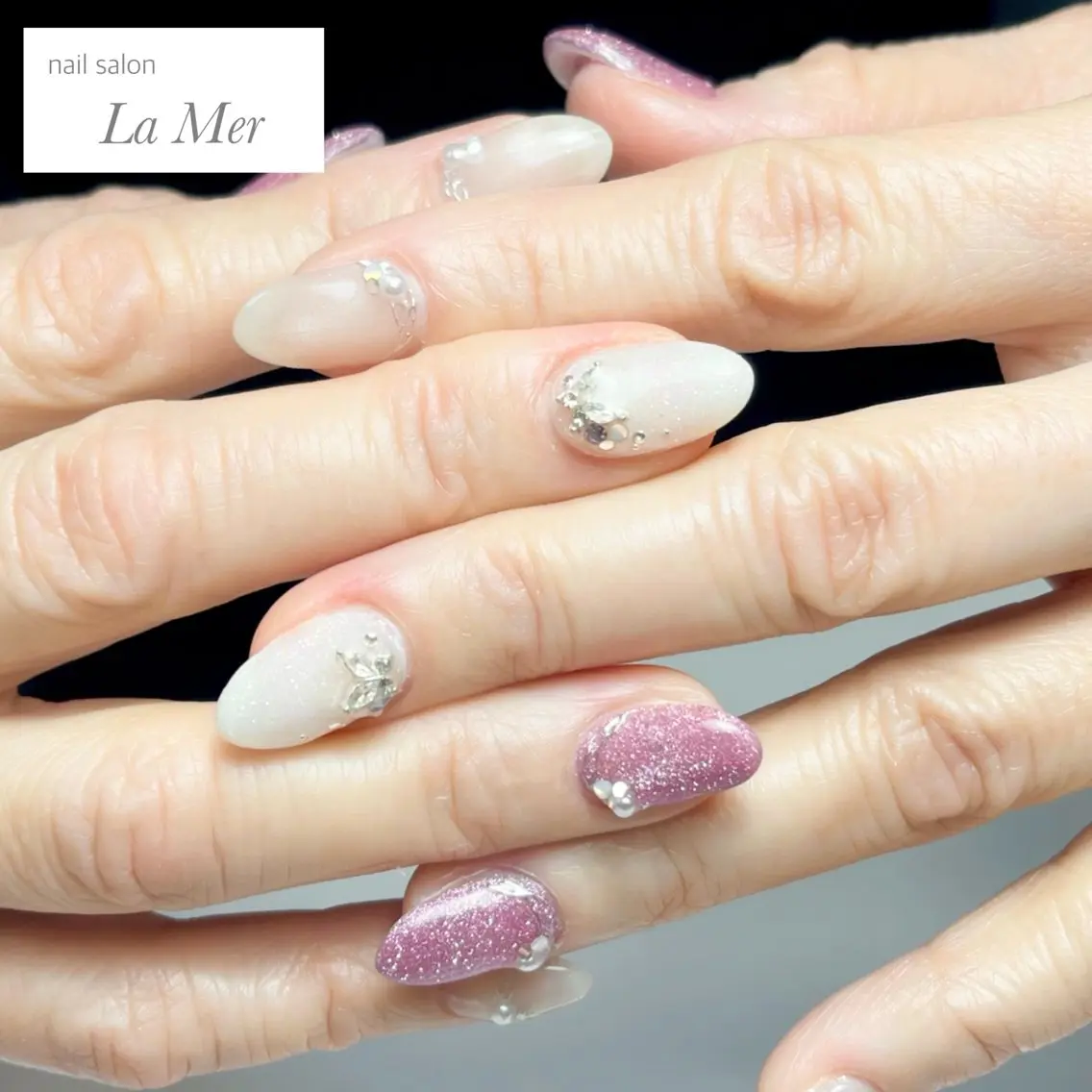 ネイル フラッシュネイル キラキラネイル ラメ(グリッター) マグネットネイル ビー玉ネイル ハンドネイル nailsalon La Merのネイルデザイン