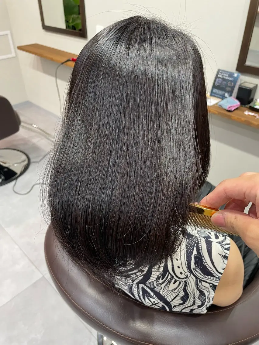 ミディアム カット 縮毛矯正 トリートメント 縮毛矯正、髪質改善/ 松田 龍之介のヘアスタイル