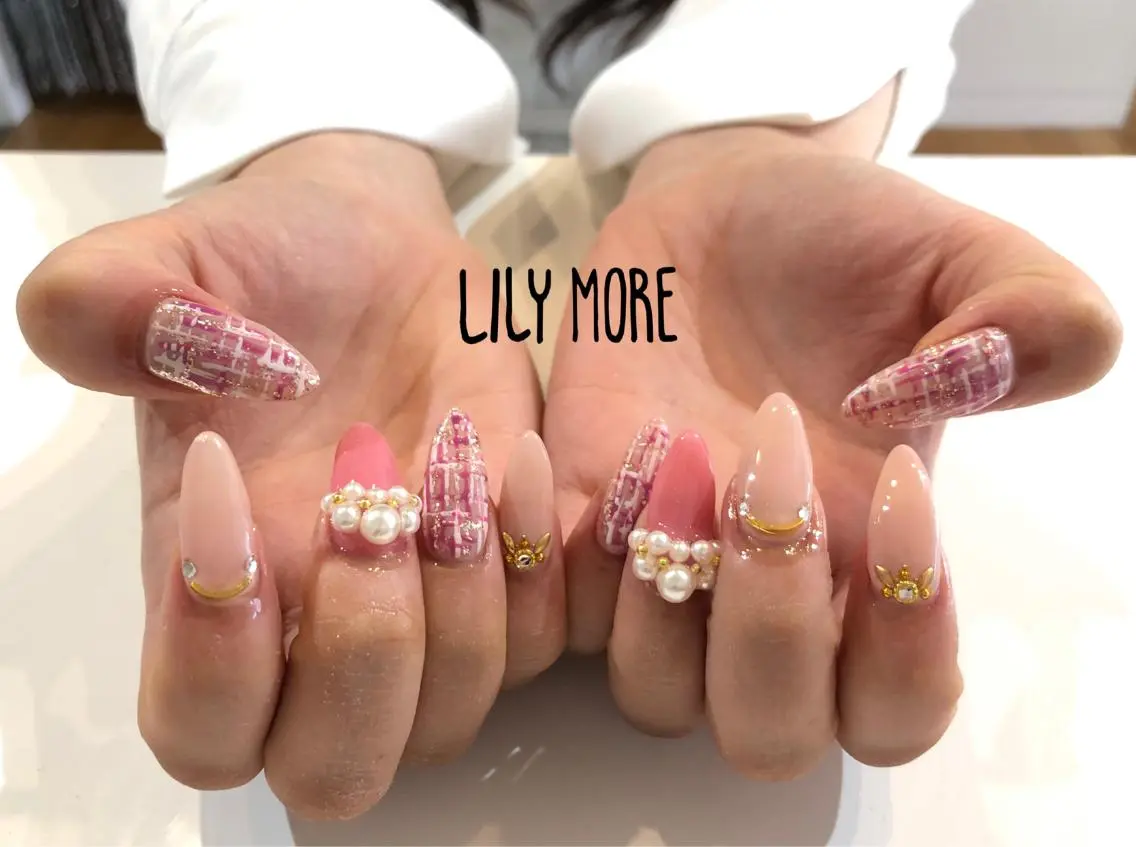 ネイル ツイードネイル Lily closetのネイルデザイン