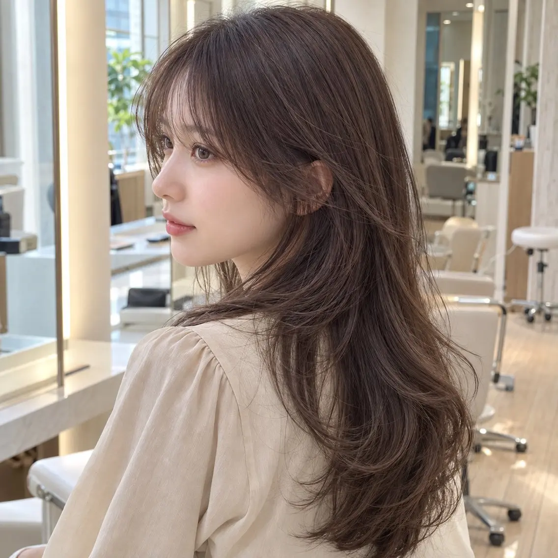 ロング カラー ロングレイヤー レイヤーカット ロング 顔周りレイヤー/透明 感カラー/難波雄雅のヘアスタイル