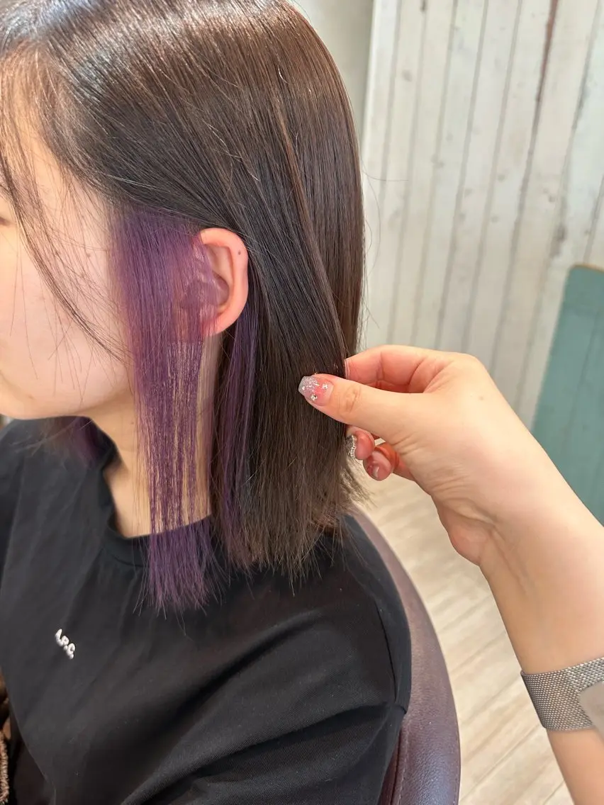 ミディアム ヘアカラー ツヤ髪質改善 💜れいな💜のヘアスタイル