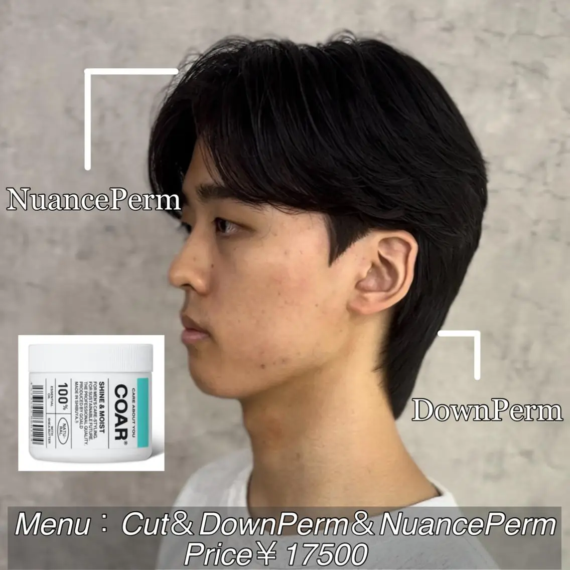カラー パーマ メンズ センターパート ダウンパーマ カルマパーマ メンズパーマ ニュアンスパーマ カット パーマ トリートメント ヘアセット Men's Eir Kodamaのヘアスタイル
