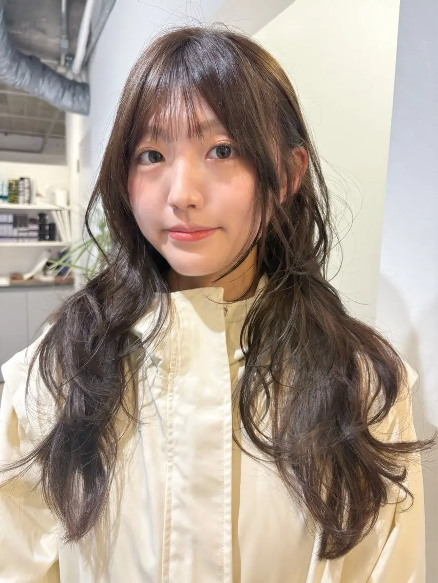 ロング カラー カット ヘアカラー レイヤーカット🍏 オリーブ/ののかのヘアスタイル