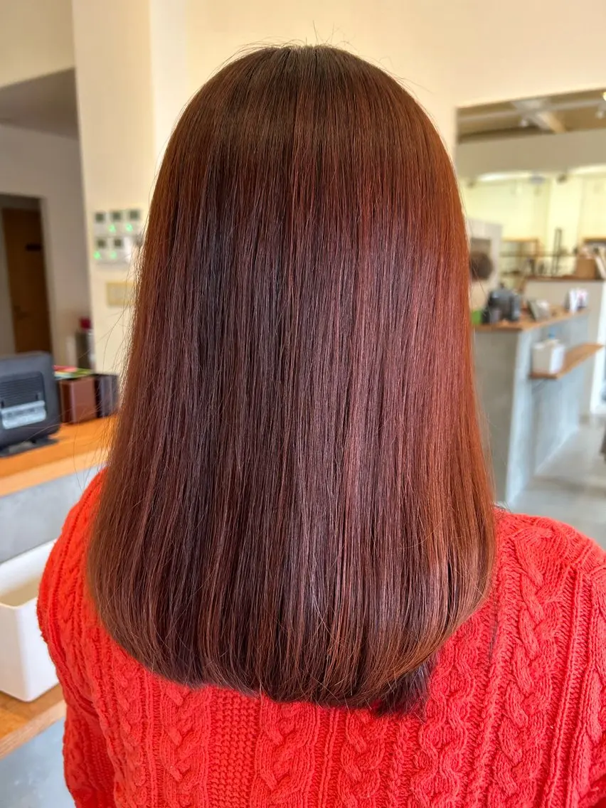 ロング カラー ブラウンカラー オレンジ オレンジブラウン 康本 瑞季のヘアスタイル