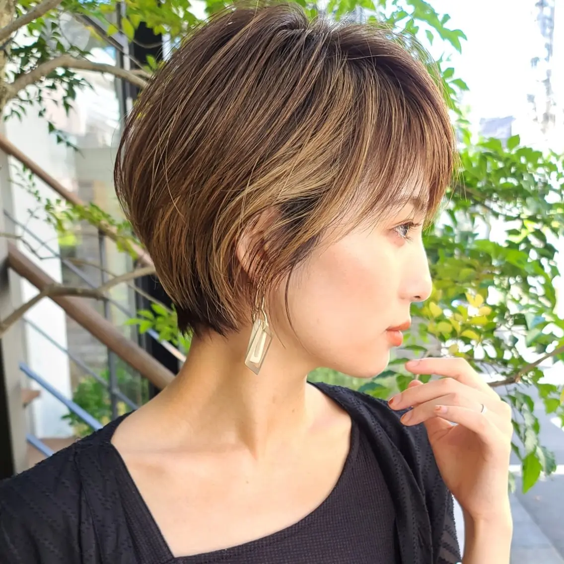 ショート ハイライト ショートヘア 中高下 由真 ◎モニター様価格のヘアスタイル