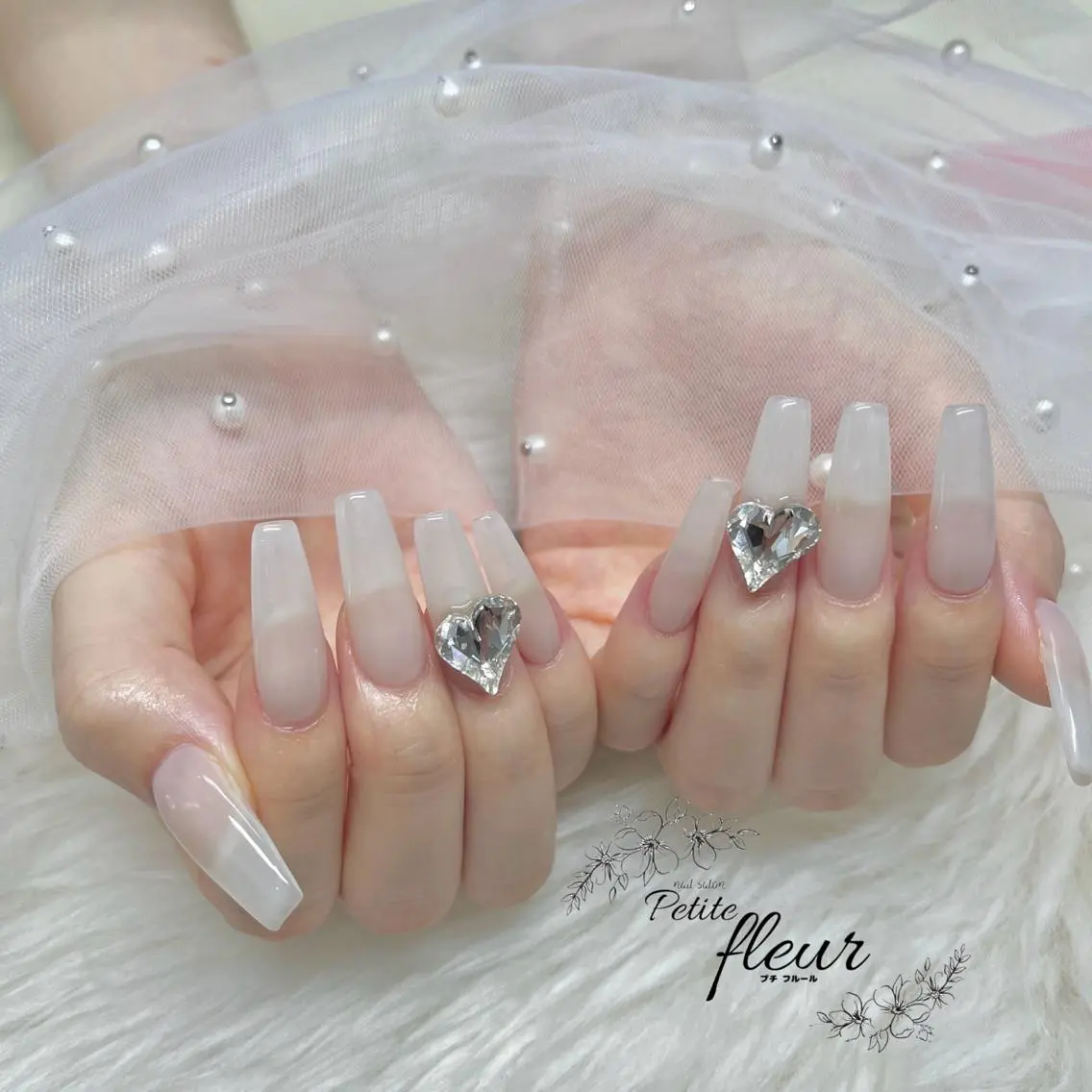 ネイル ハート キラキラネイル ワンカラーネイル スカルプネイル ❁⃘*。Petite fleur❁⃘*りさのネイルデザイン