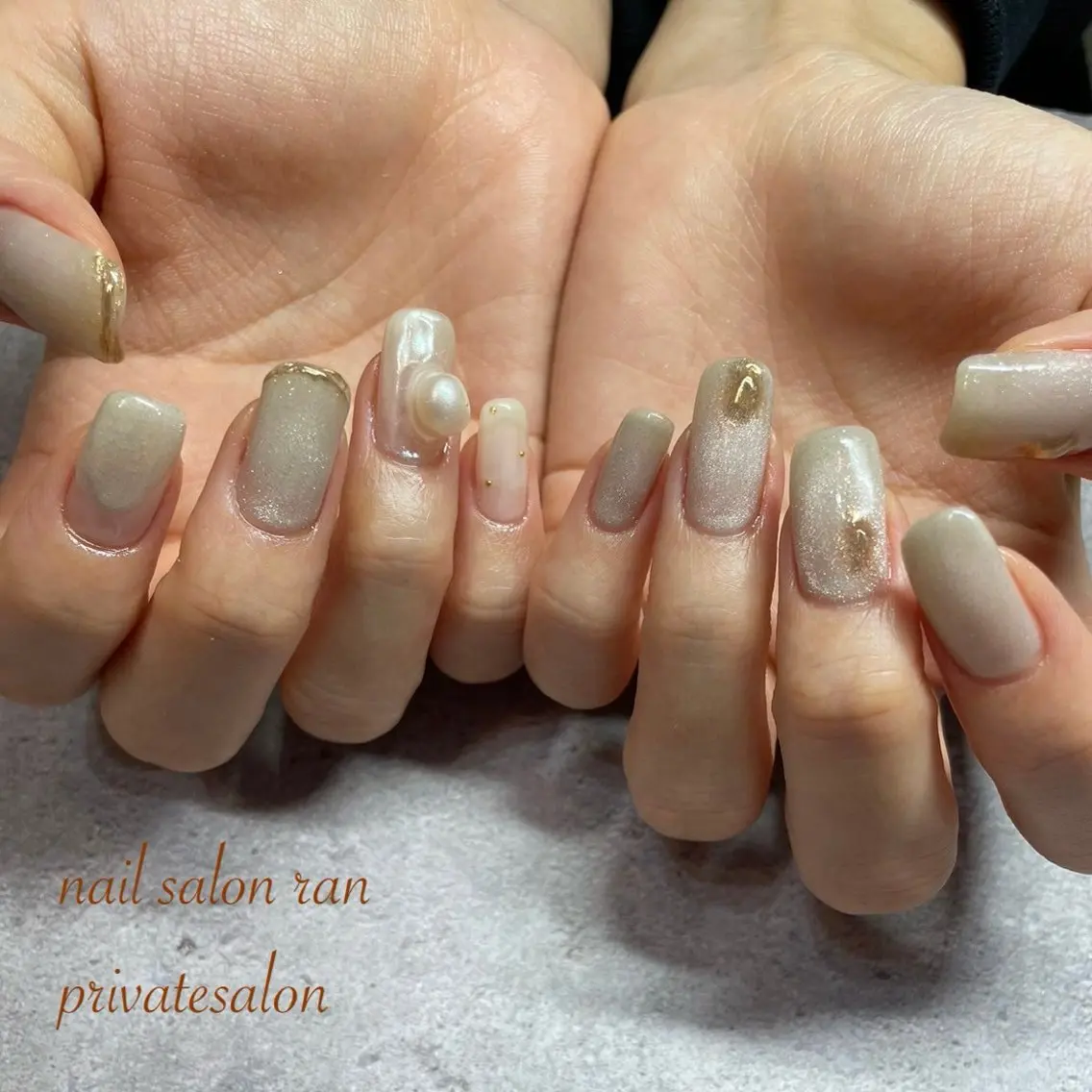 ネイル フレンチネイル マグネットネイル ミラーネイル ハンドネイル ハンドケア nailsalon ranのネイルデザイン