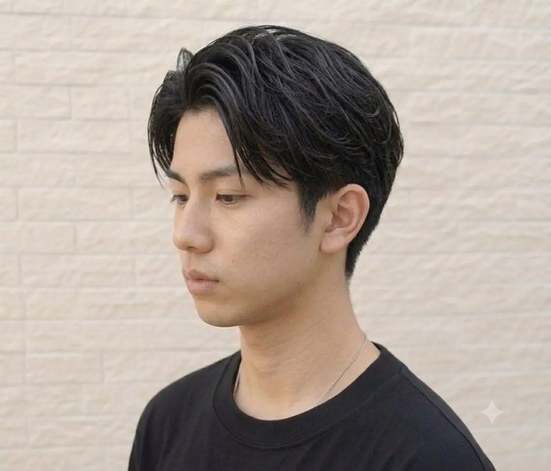 ミディアム メンズ 【メンズ特化】セン ターパート/保坂太一のヘアスタイル