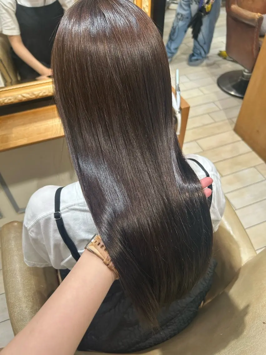 ロング アッシュ トリートメント ヘアカラー たけだ ゆうほのヘアスタイル
