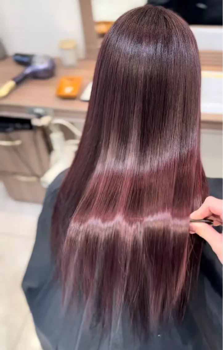 ロング カラー ブラウンカラー ピンクカラー ピンクブラウン レッドカラー 髪質改善 ヘアカラー トリートメント ブリーチ🎨デザイン カラー/れいじ🩶のヘアスタイル
