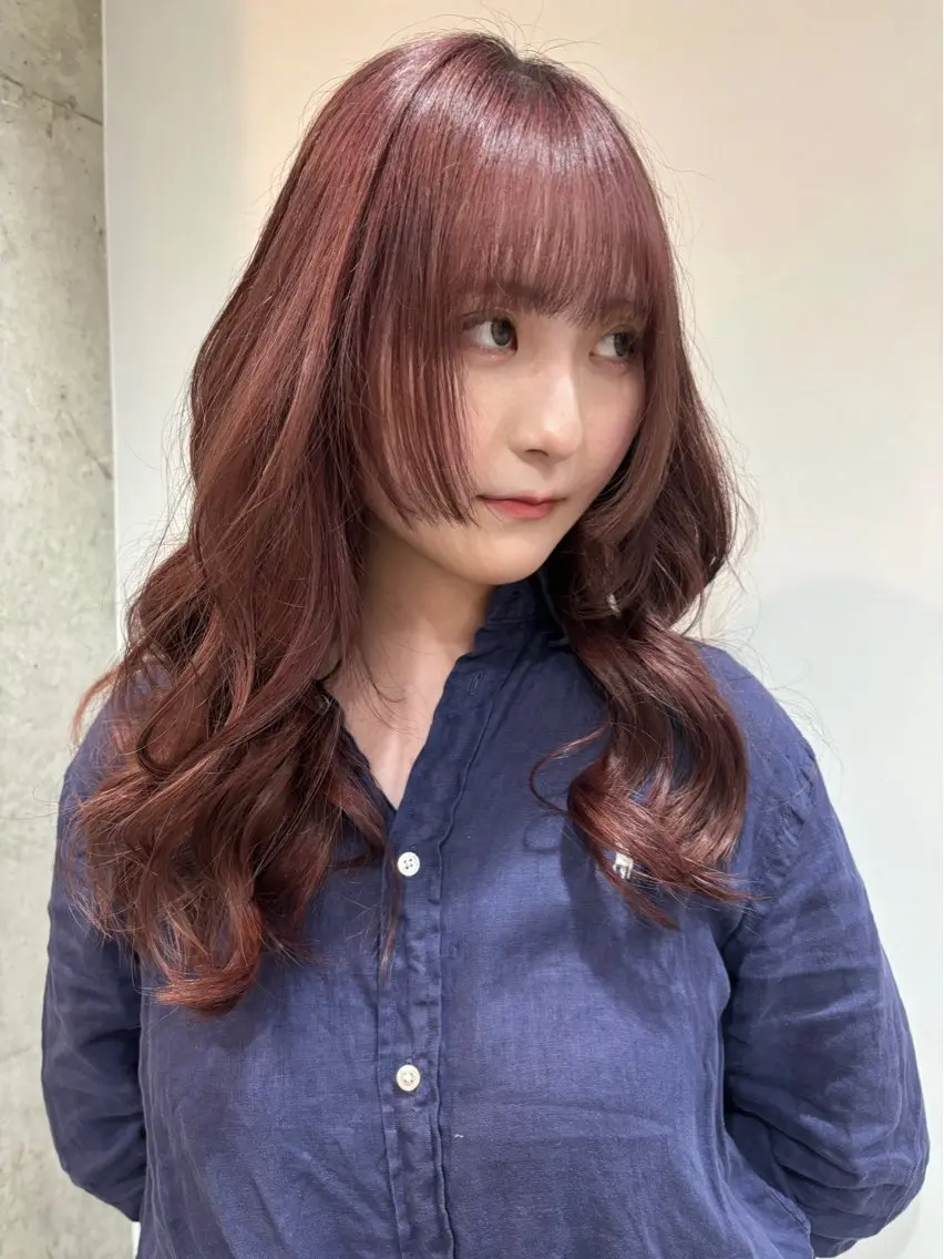 ロング カラー ブラウンカラー ピンクカラー ピンクブラウン 姫カット カット ヘアカラー トリートメント ベージュカラー🐑 レイヤー🤎塚原優芽のヘアスタイル