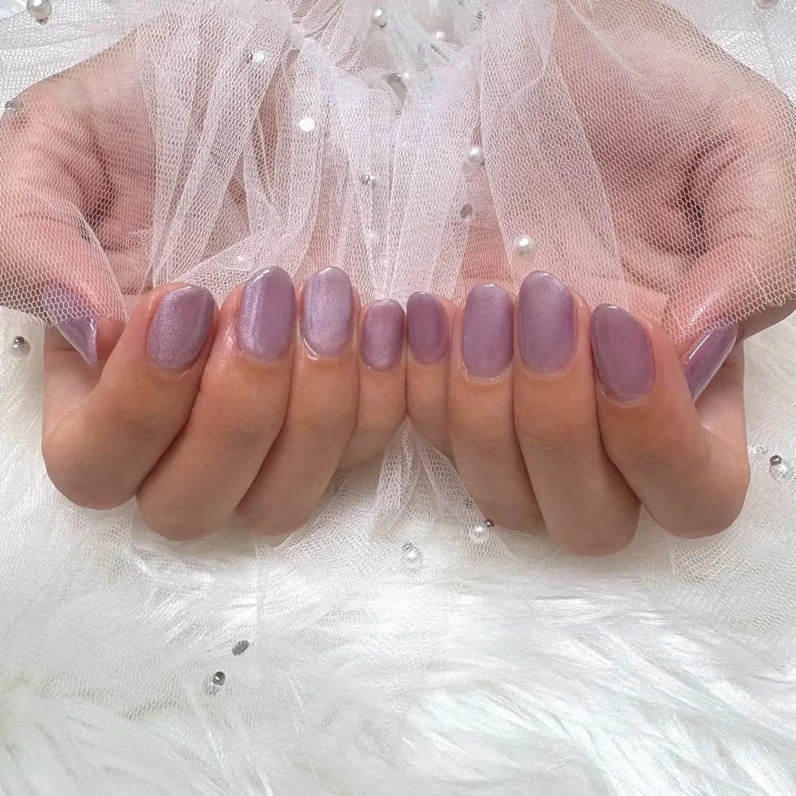 ネイル マグネットネイル パープル ハンドネイル SHINE nail salonのネイルデザイン