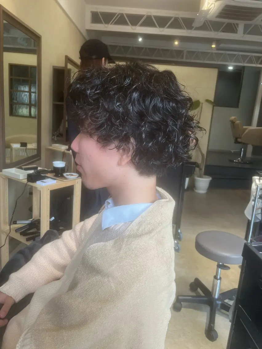 ミディアム メンズ カット パーマ トリートメント 鹿児島 TSUBASAのヘアスタイル