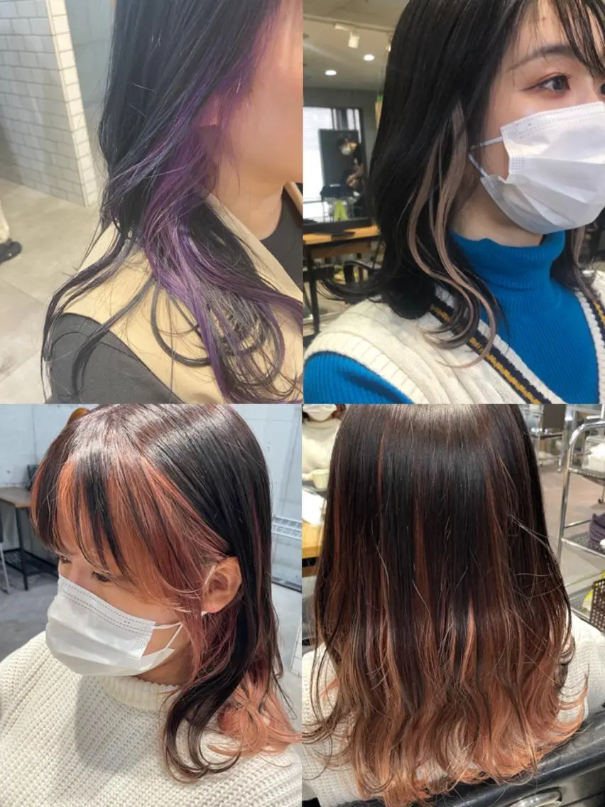 🌈セクションカラー🌈全体カラー＋潤いケアトリートメント+インナーブリーチ 8800円​〜​10000円＊耳前、襟足etcの写真