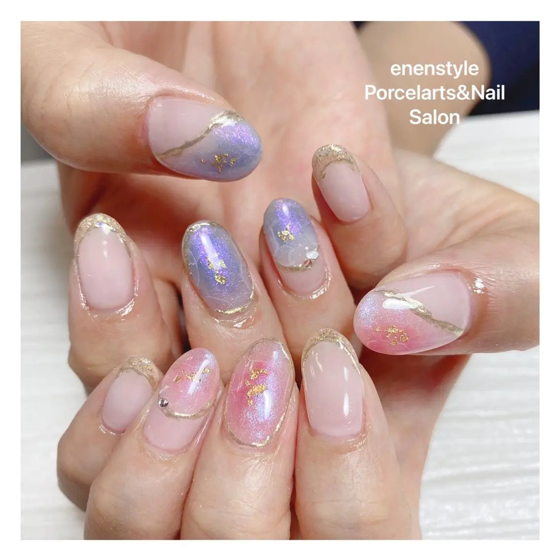 ミディアム ネイル ハンドネイル 🐾enen style 🐾のネイルデザイン