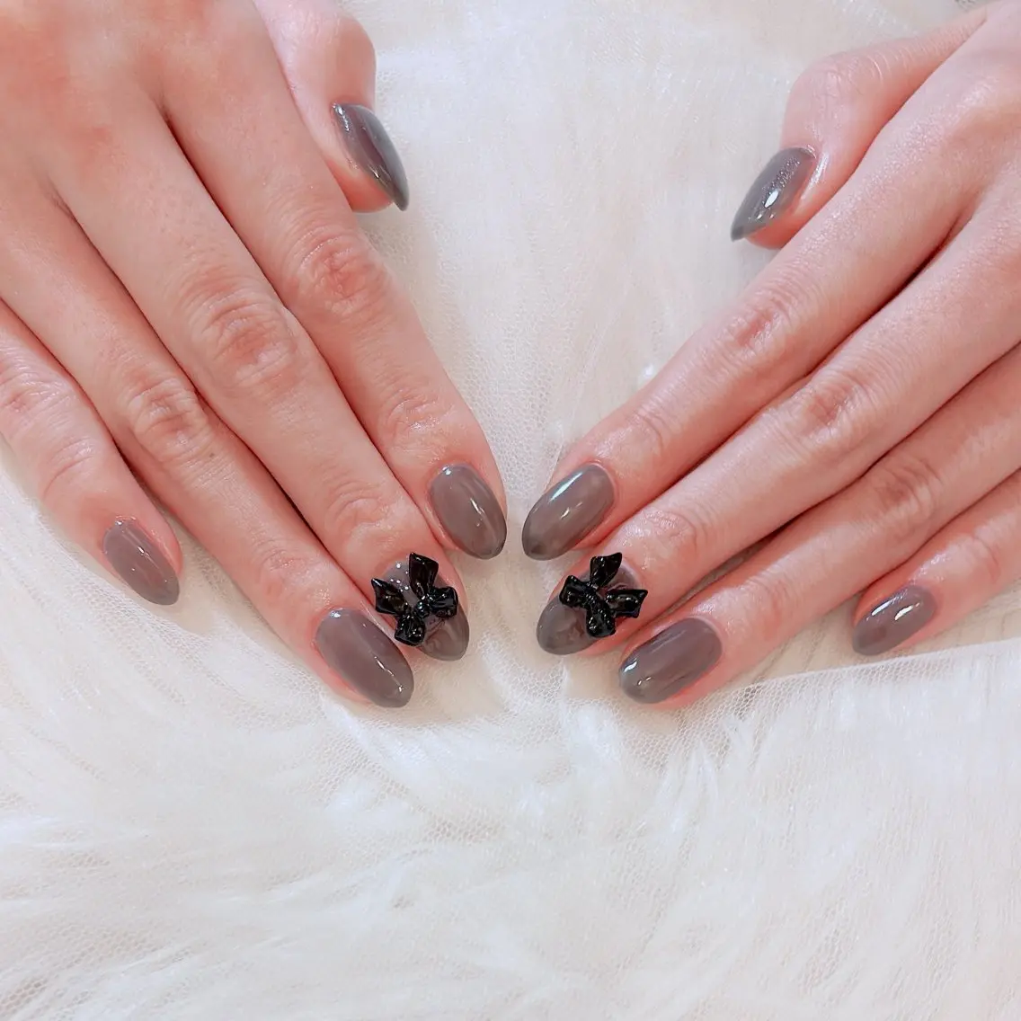 ネイル ワンカラーネイル リボン Bloom Nail Salonのネイルデザイン